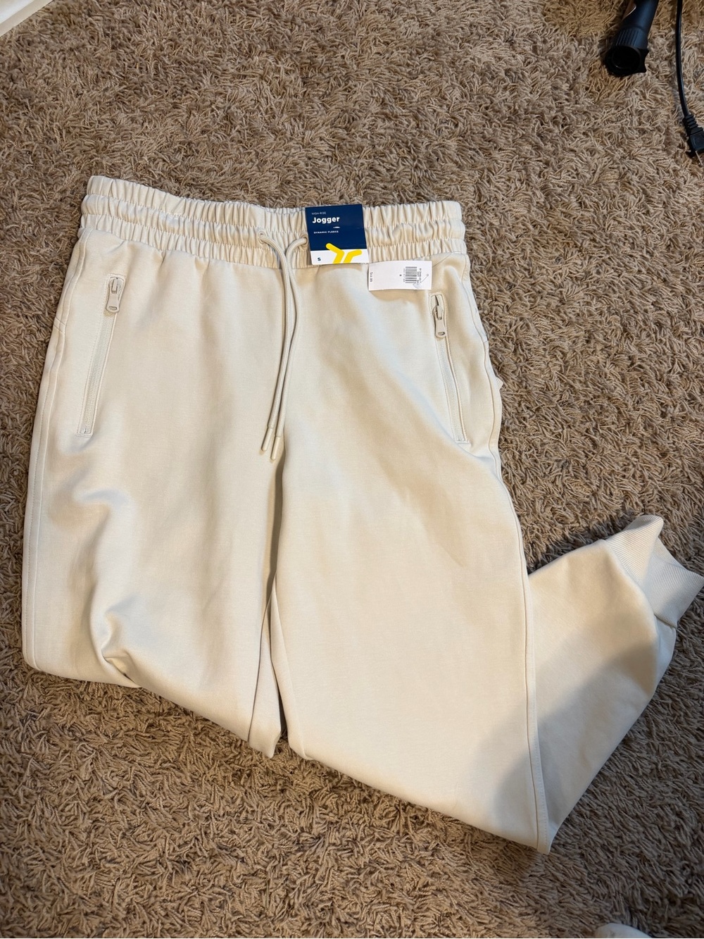 Old Navy Cream Jogger Sweatpants with Zipper Pockets